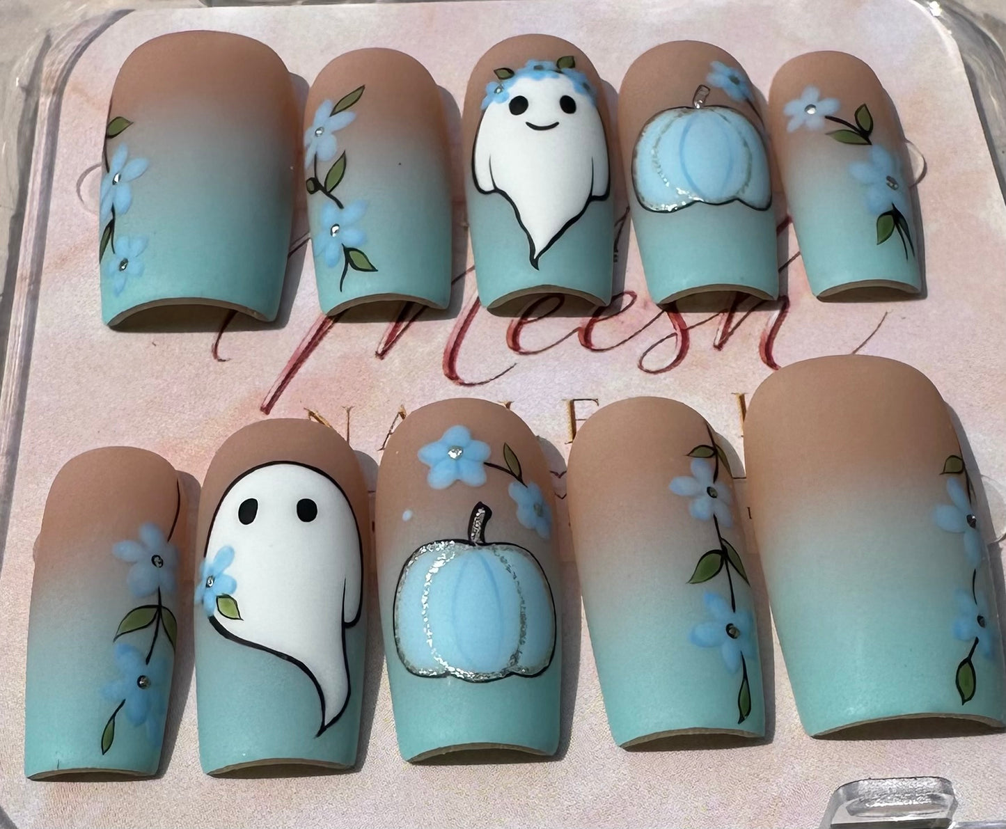Blue Boo | Medium Square Size Medium Press-On Nail Set