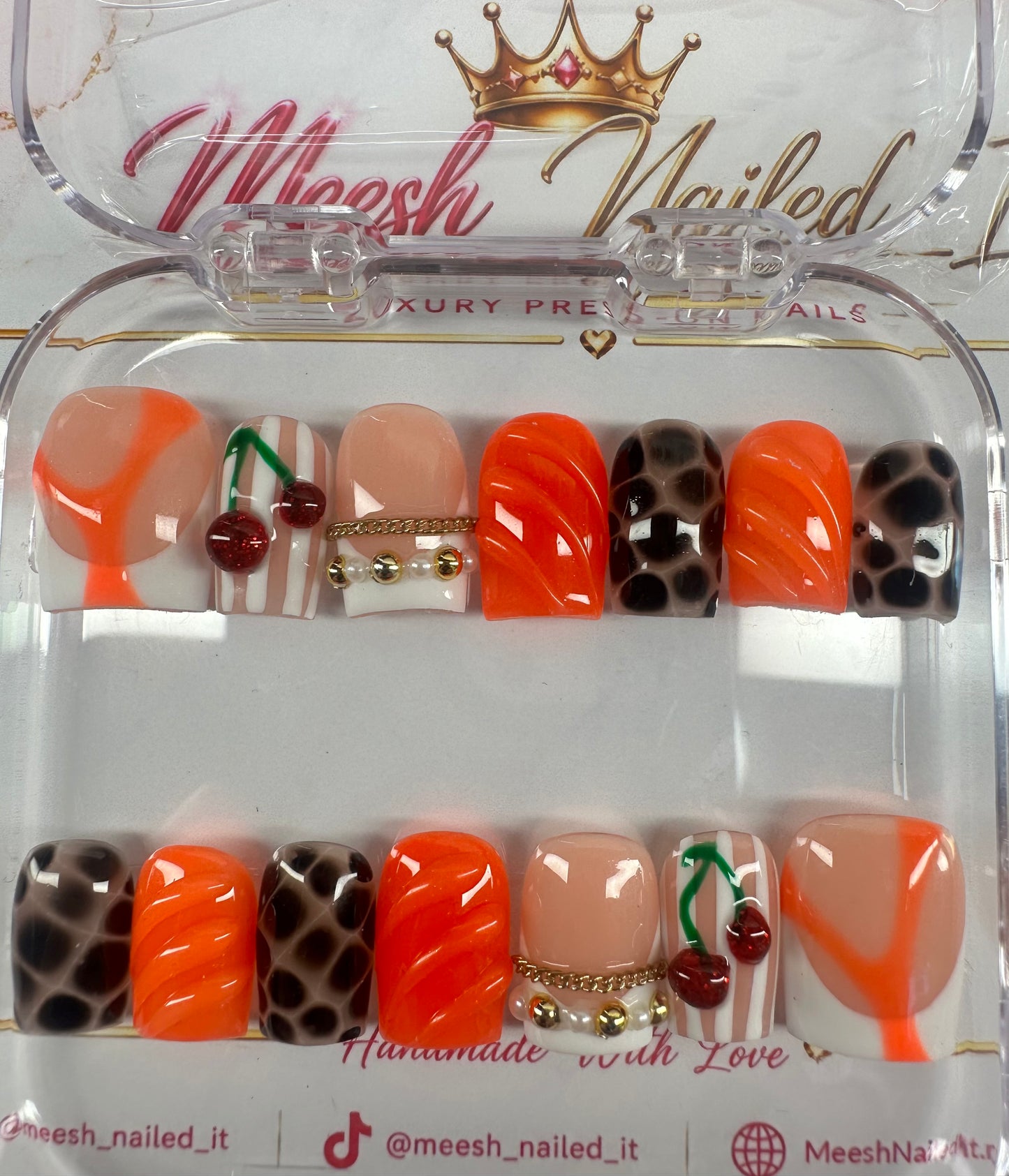 Cherry Crush Tortoiseshell 14-Piece Press-On Nail Set