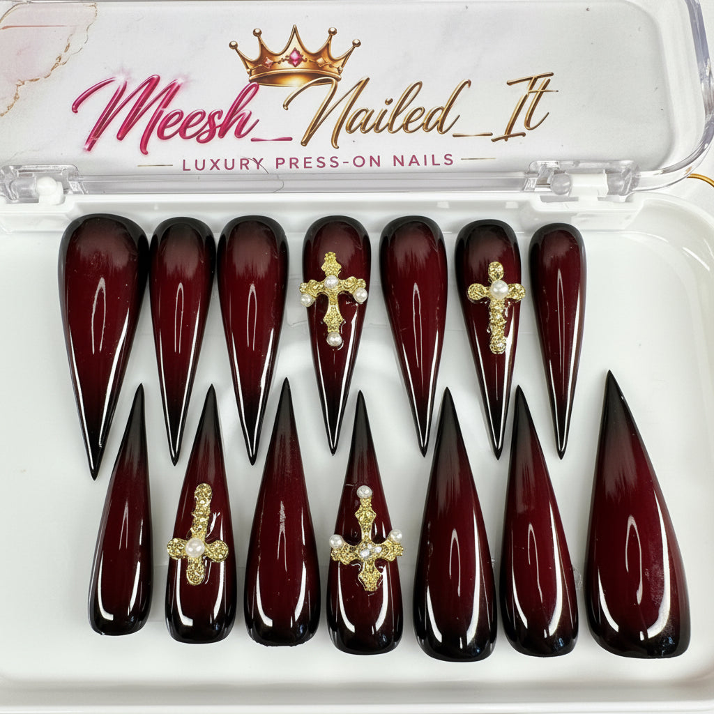 Crimson Devotion | 14-Piece Extended Size Press-On Nail Set
