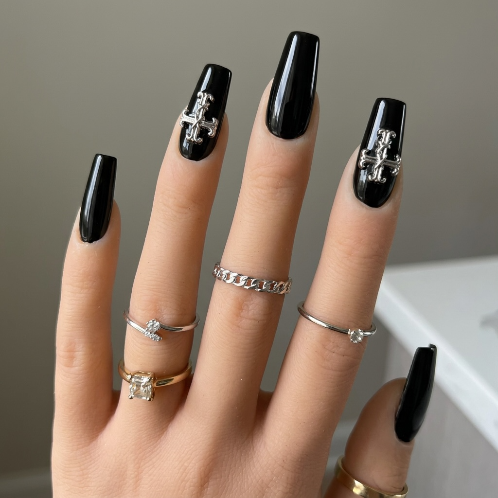 Crimson Cross | 14-Piece Extended Size Press-On Nail Set