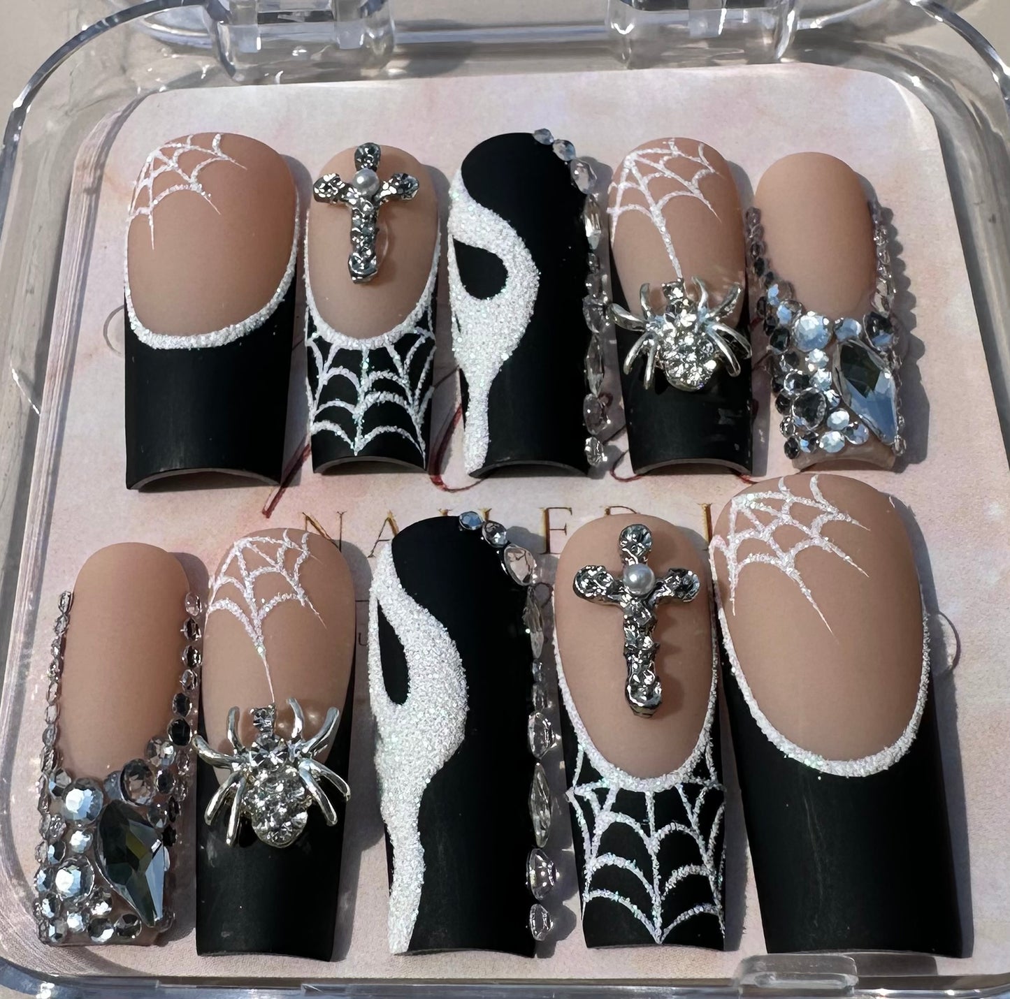 Midnight Web | Long Square Size Medium Press-On Nail Set