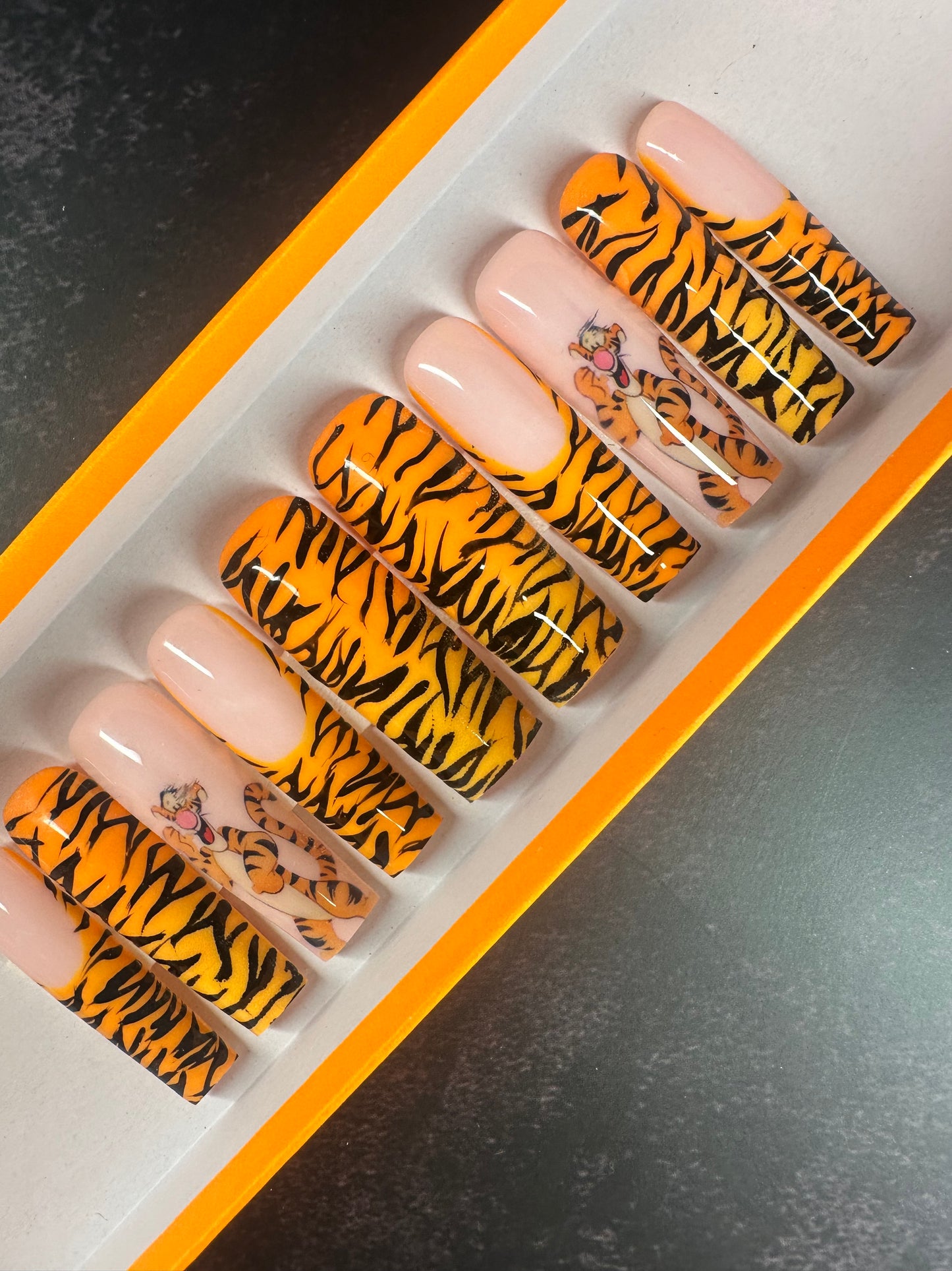 Wild Thing Tiger Press-On Nails | Extra Long Square | Size Large