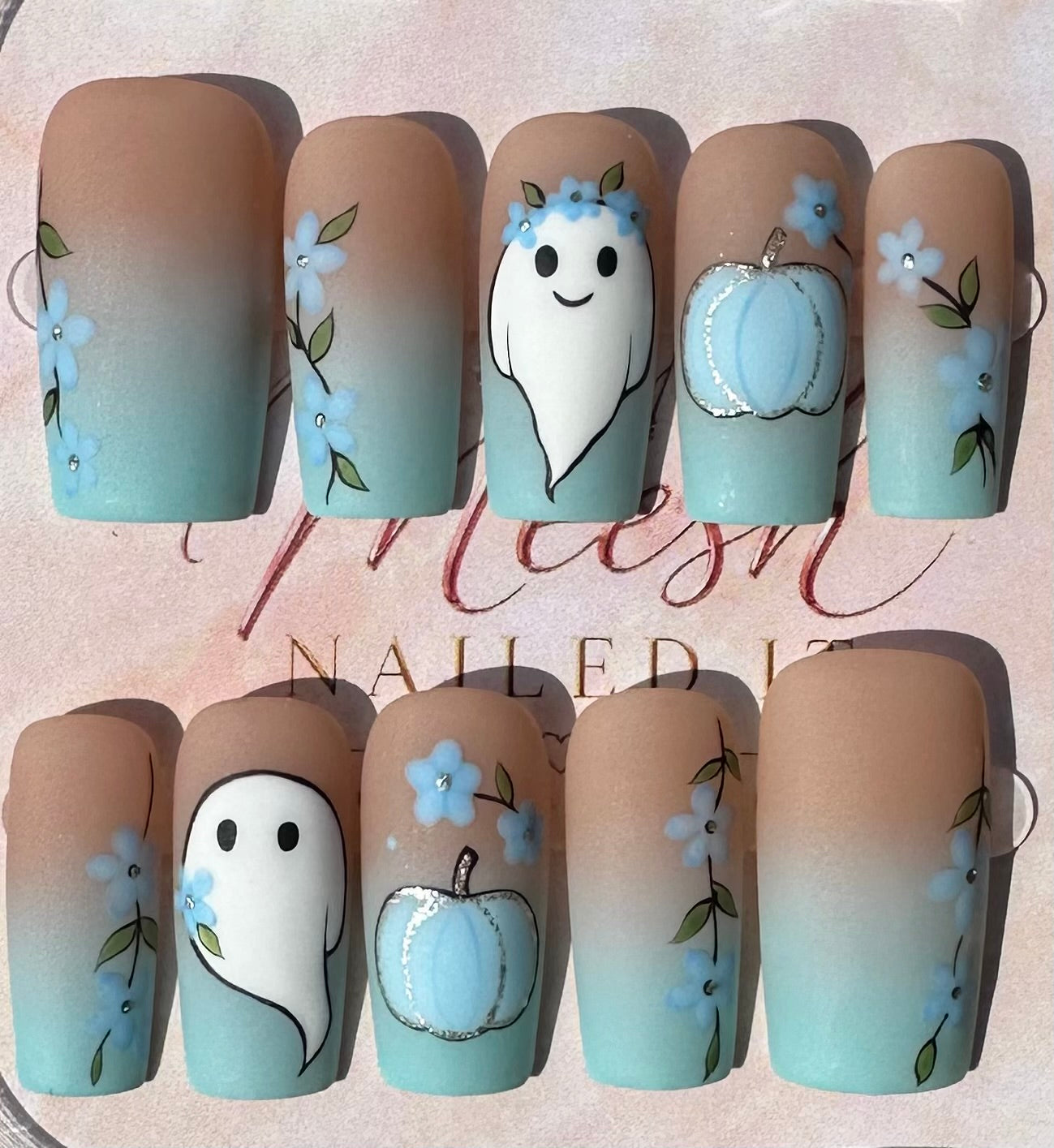 Blue Boo | Medium Square Size Medium Press-On Nail Set