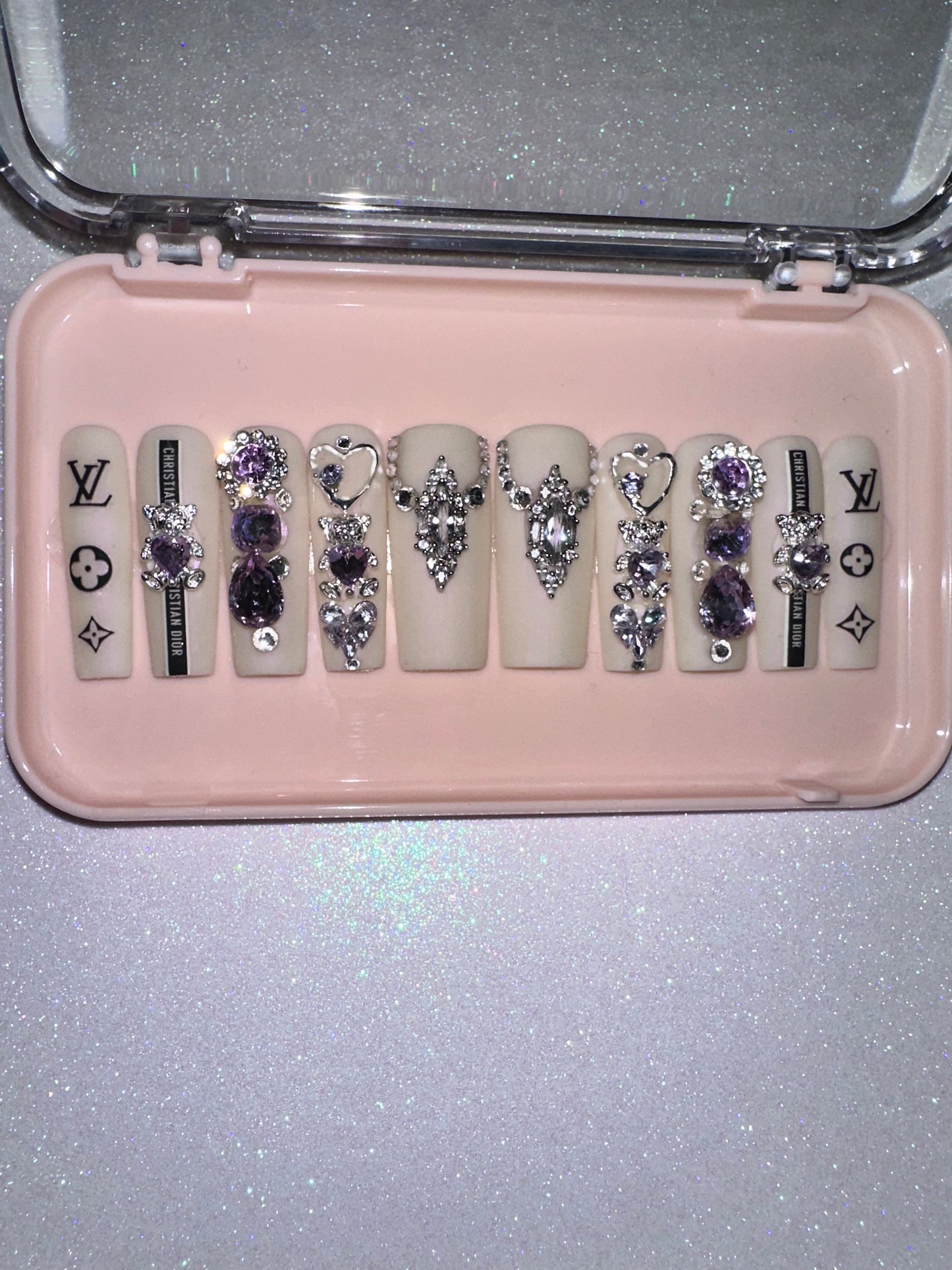 Lavender Heiress Luxury Press-On Nails | Long Square | Size Medium